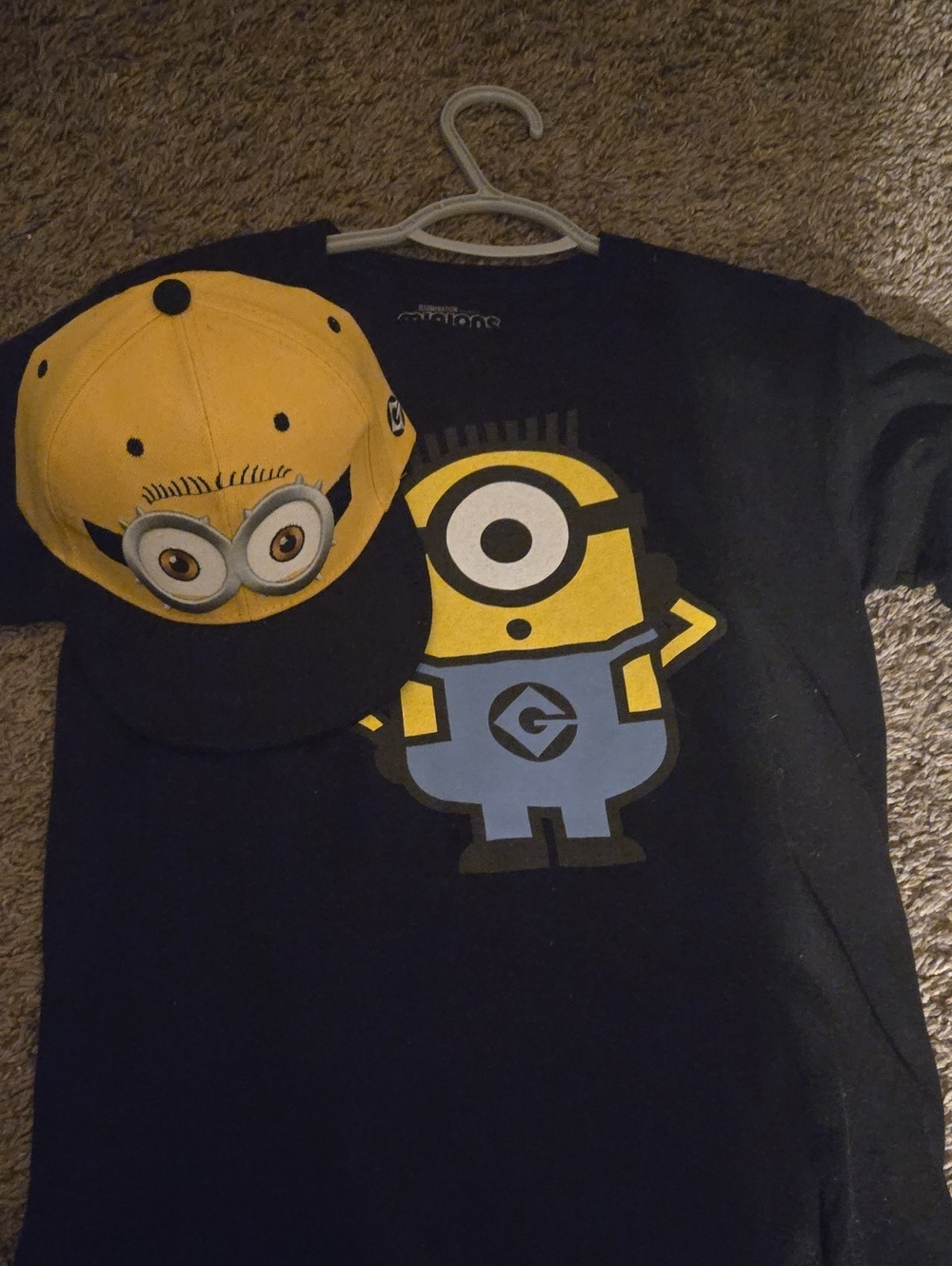 Minion Graphic Tee in Black and Yellow W/ Matching Hat